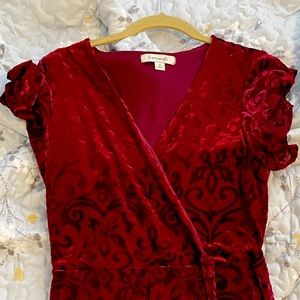 Red velvet wrap dress